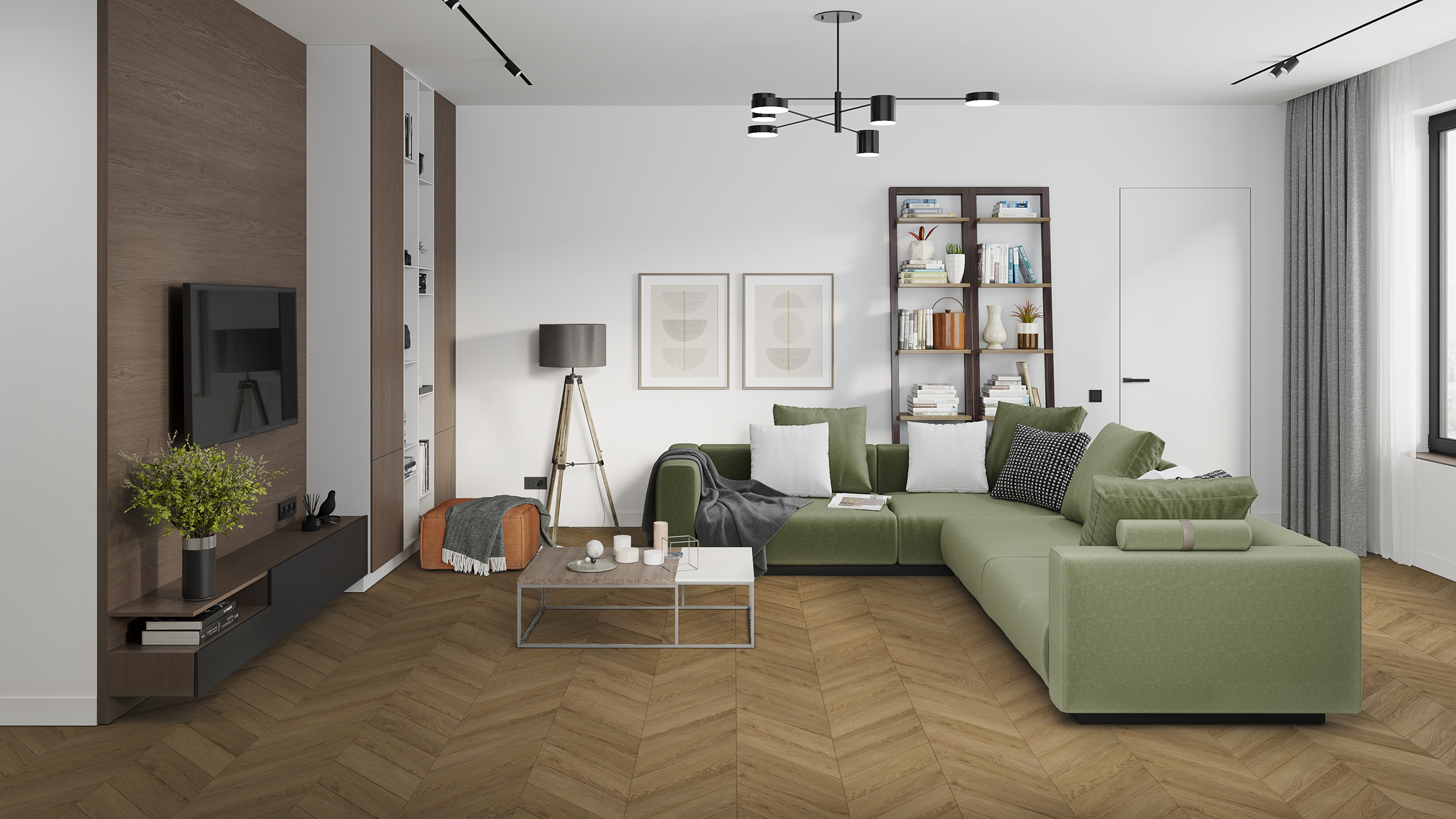 SPC ламинат DAMY FLOOR Коллекция CHEVRON Дизайн DF04-Ch Лувр (600х127х5 мм)