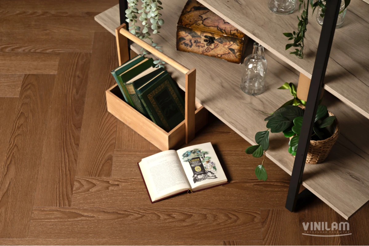 Виниловый ламинат VINILAM (ВИНИЛАМ) Коллекция PARQUET HERRINGBONE GLUE Дизайн GD11200 Паркет Винсент (762*152.4*2.5 мм)