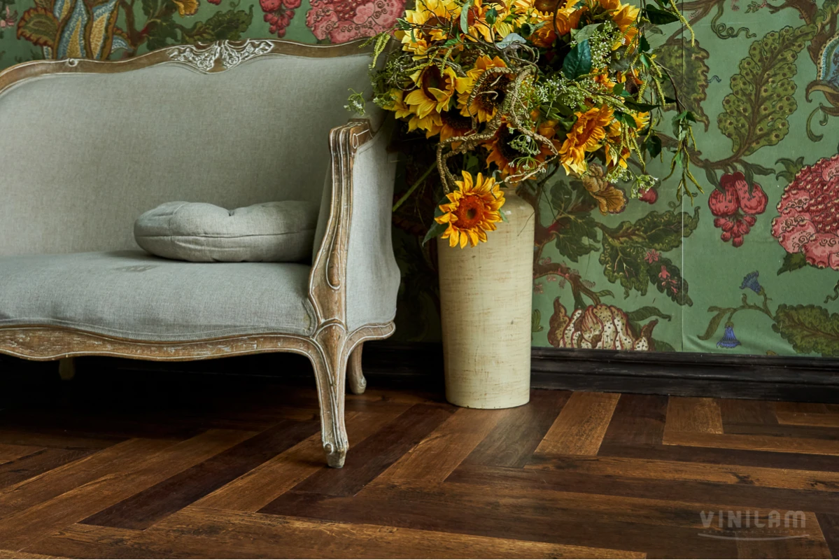 Виниловый ламинат VINILAM (ВИНИЛАМ) Коллекция PARQUET HERRINGBONE GLUE Дизайн GD11155 Паркет Парижский (762*152.4*2.5 мм)