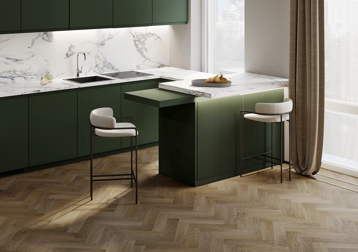 Кварцевый ламинат FARGO Коллекция HERRINGBONE Дизайн 44-63W948 Дуб Монако (400х100х4.5 мм)