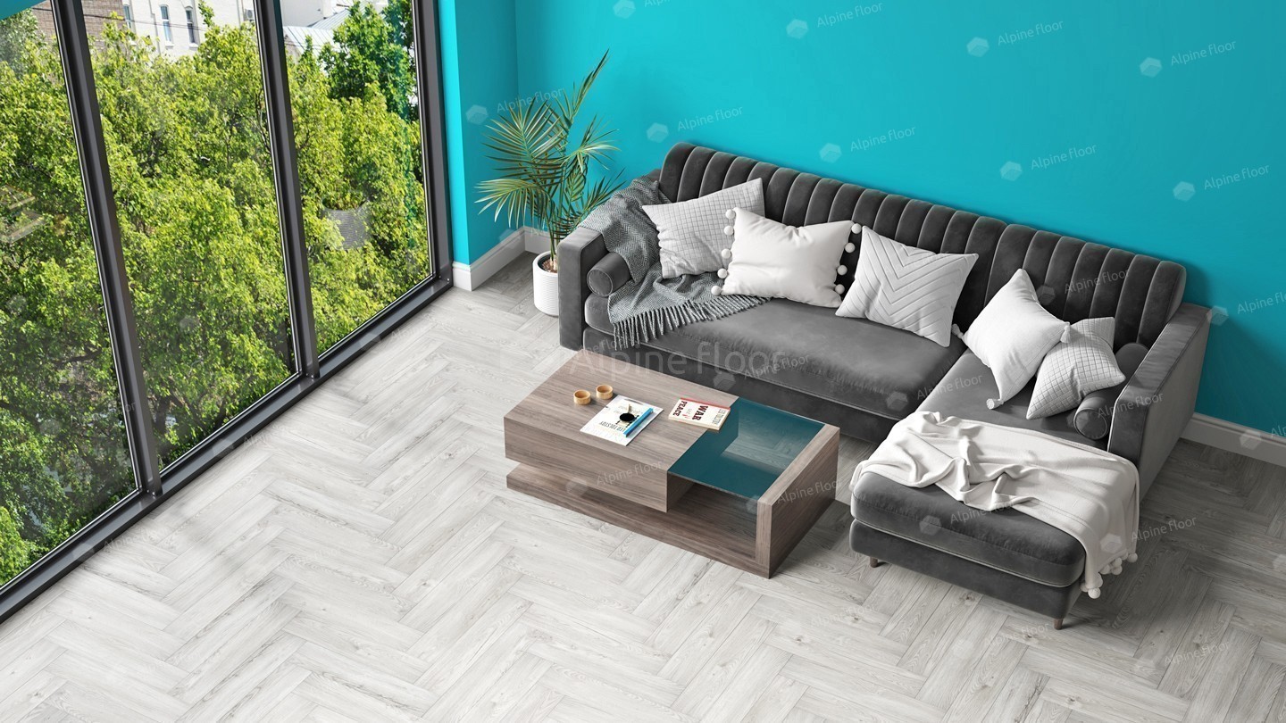 Кварц-виниловая плитка Alpine Floor Коллекция Parquet LVT Дизайн ECO 16-11 Снежный (590×118х2,5мм)