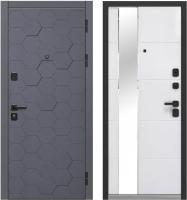 Входная металлическая дверь Luxor 2МДФ 3D Зеркало Фацет Велюр Белый Софт