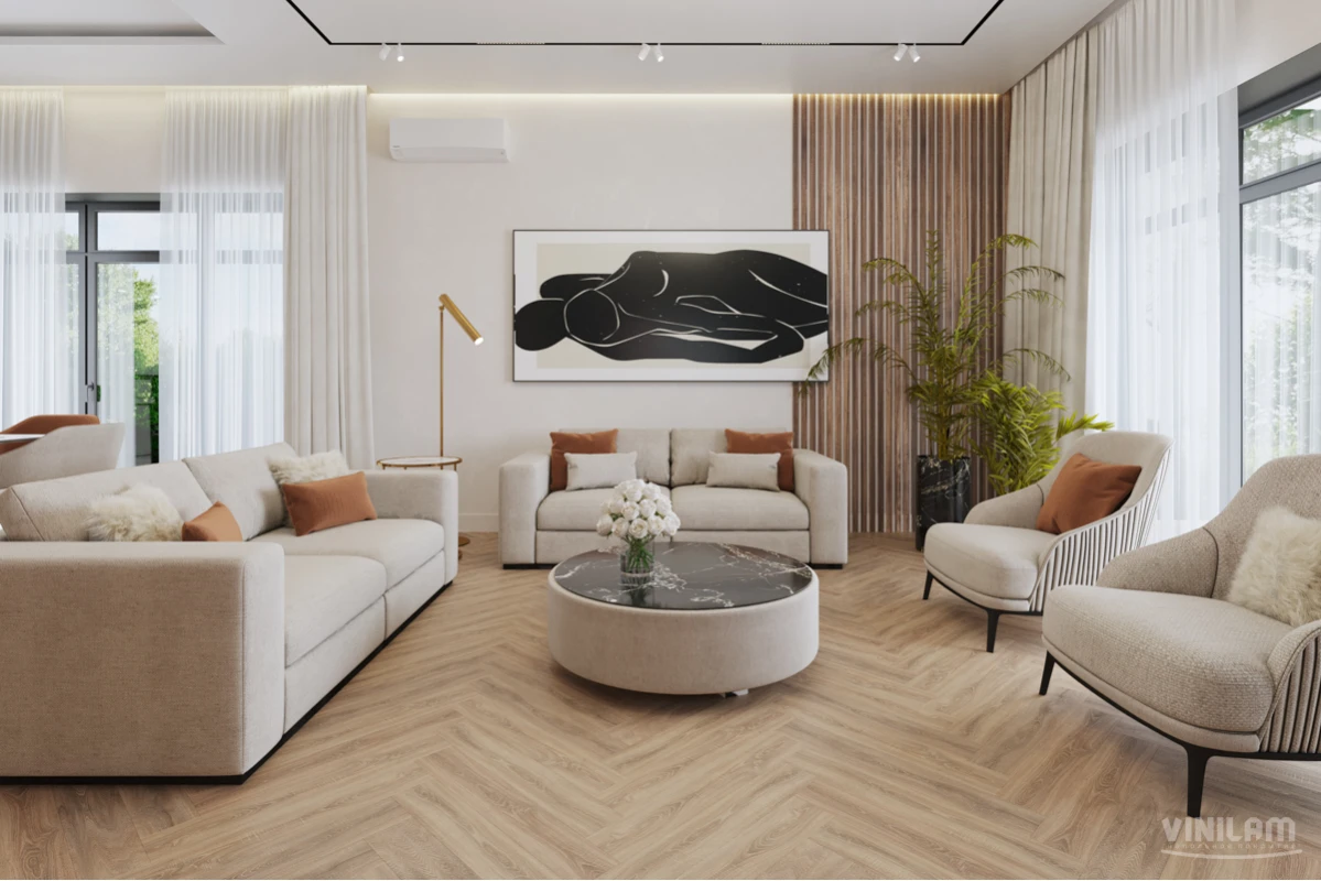 Виниловый ламинат VINILAM (ВИНИЛАМ) Коллекция PARQUET HERRINGBONE GLUE Дизайн GD11355 Паркет Монпелье (762*152.4*2.5 мм)