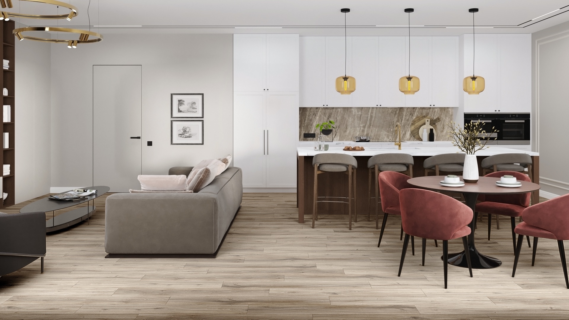 Кварц-виниловая плитка DAMY FLOOR Коллекция  FAMILY LVT Дизайн 6607-9-LVT Дуб Натуральный (1227×187х2,5мм)