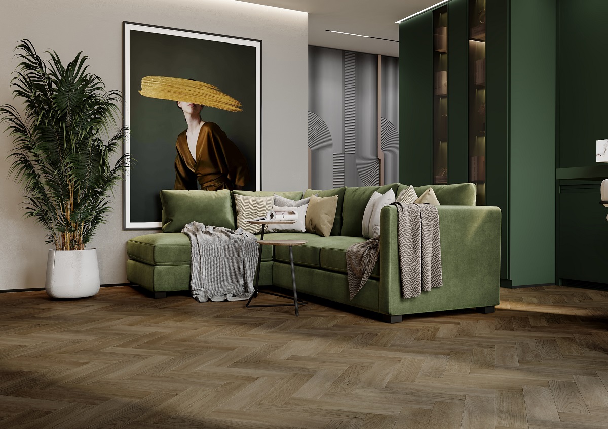 Кварцевый ламинат FARGO Коллекция HERRINGBONE Дизайн 44-63W948 Дуб Монако (400х100х4.5 мм)