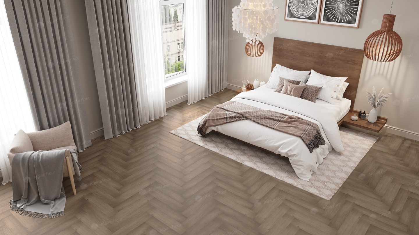 Кварц-виниловая плитка Alpine Floor Колекция Parquet LVT Дизайн ECO 16-7 Дуб Насыщенный (590×118х2,5мм)