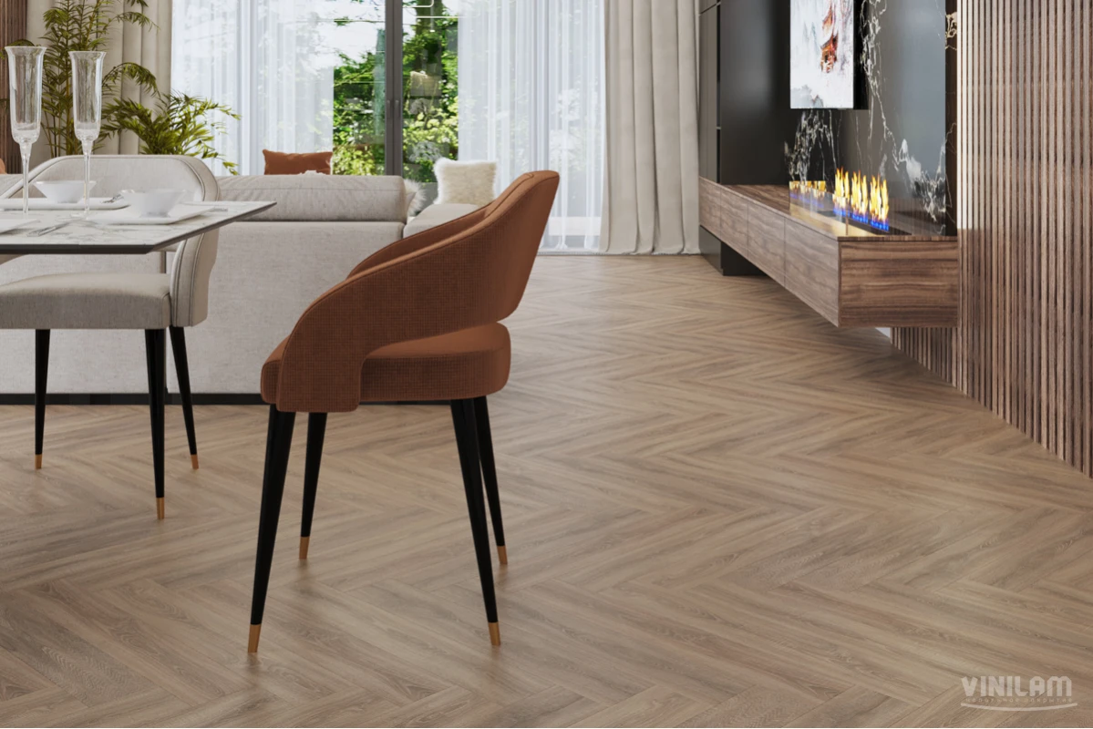 Виниловый ламинат VINILAM (ВИНИЛАМ) Коллекция PARQUET HERRINGBONE GLUE Дизайн GD11355 Паркет Монпелье (762*152.4*2.5 мм)