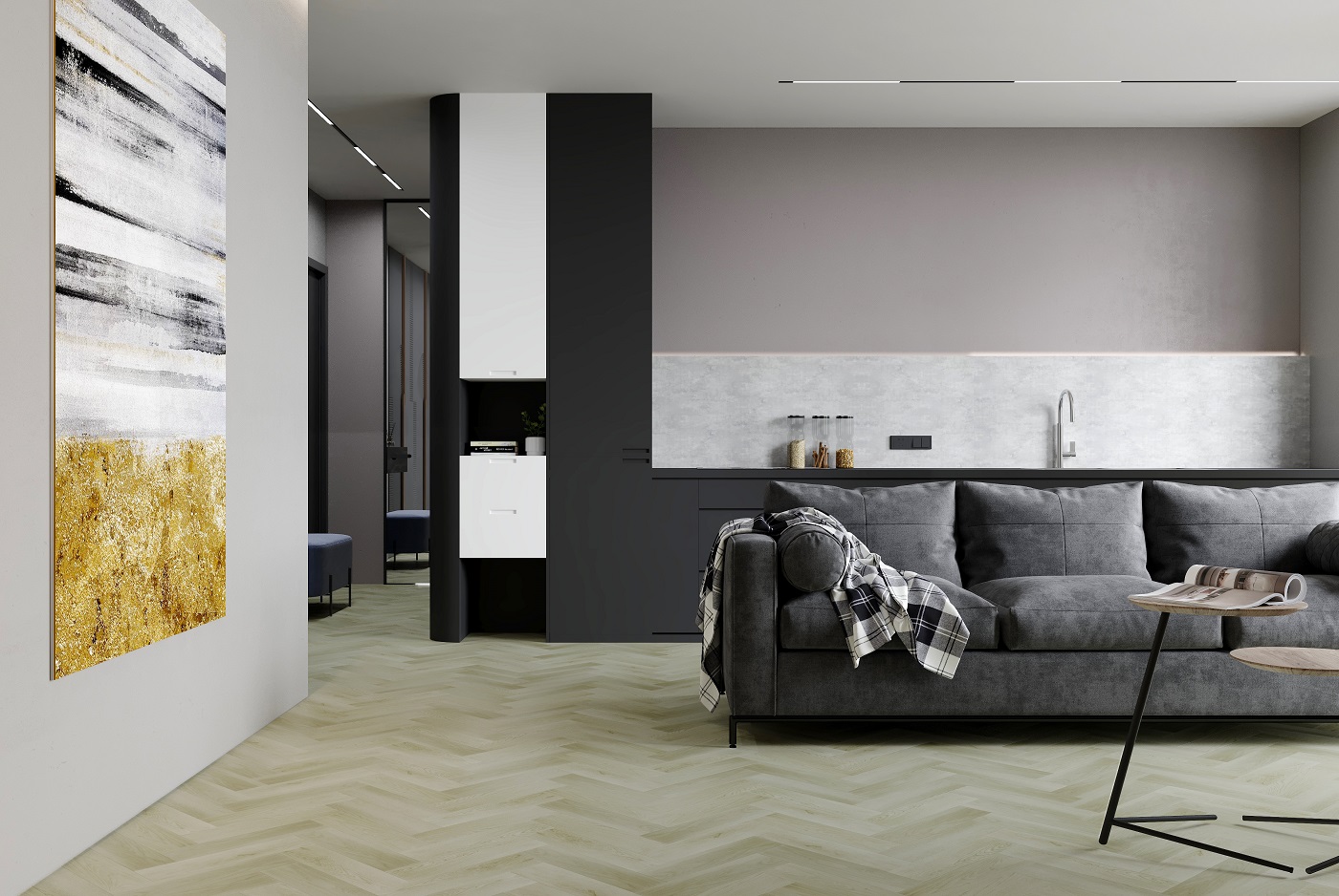 Кварцевый ламинат FARGO Коллекция HERRINGBONE Дизайн 44-6191-4 Дуб Бирмингем (400х100х4.5 мм)