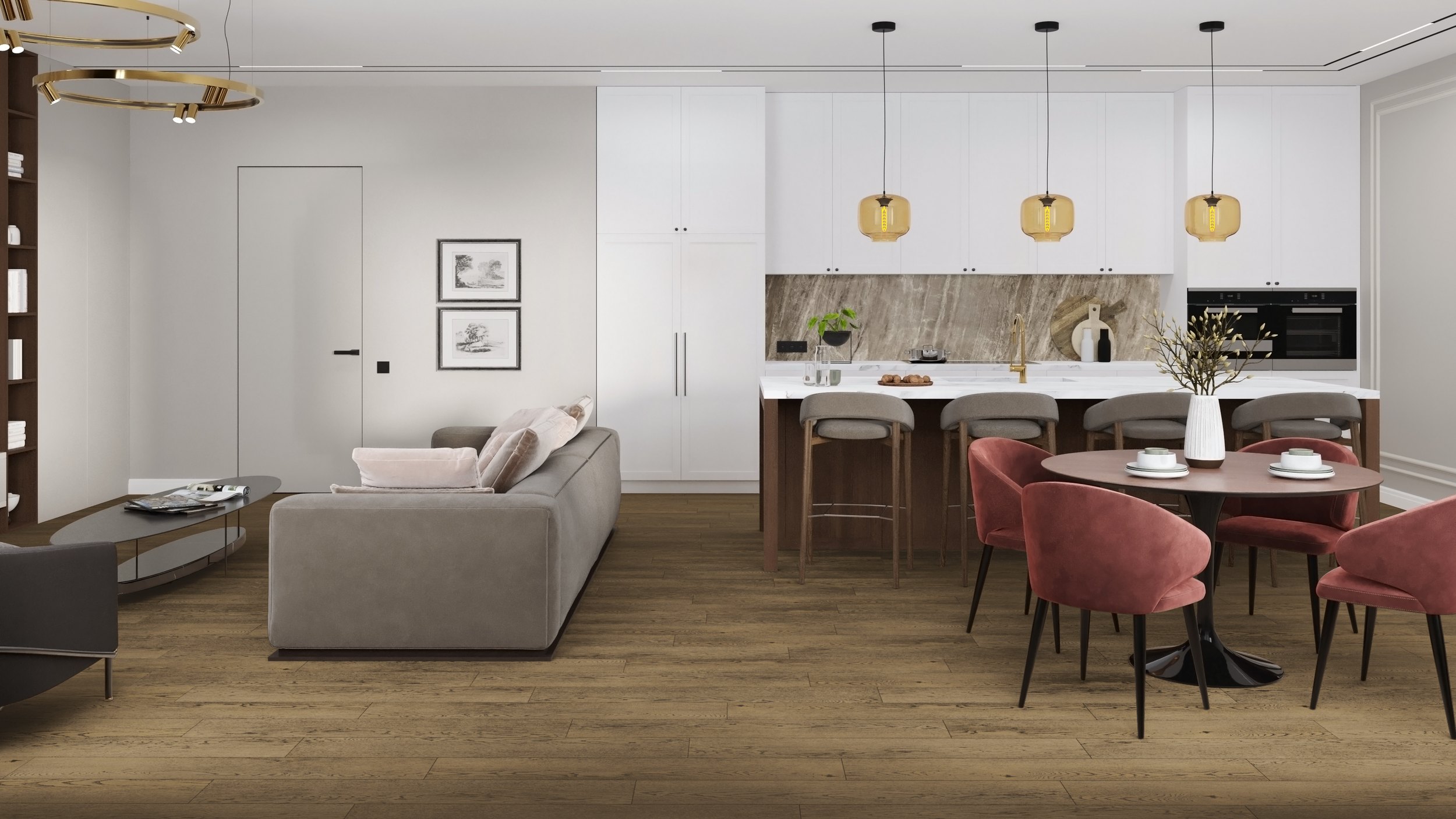 SPC ламинат DAMY FLOOR Коллекция Family Дизайн 0030-6 Дуб Мокко (1220х180х4 мм)