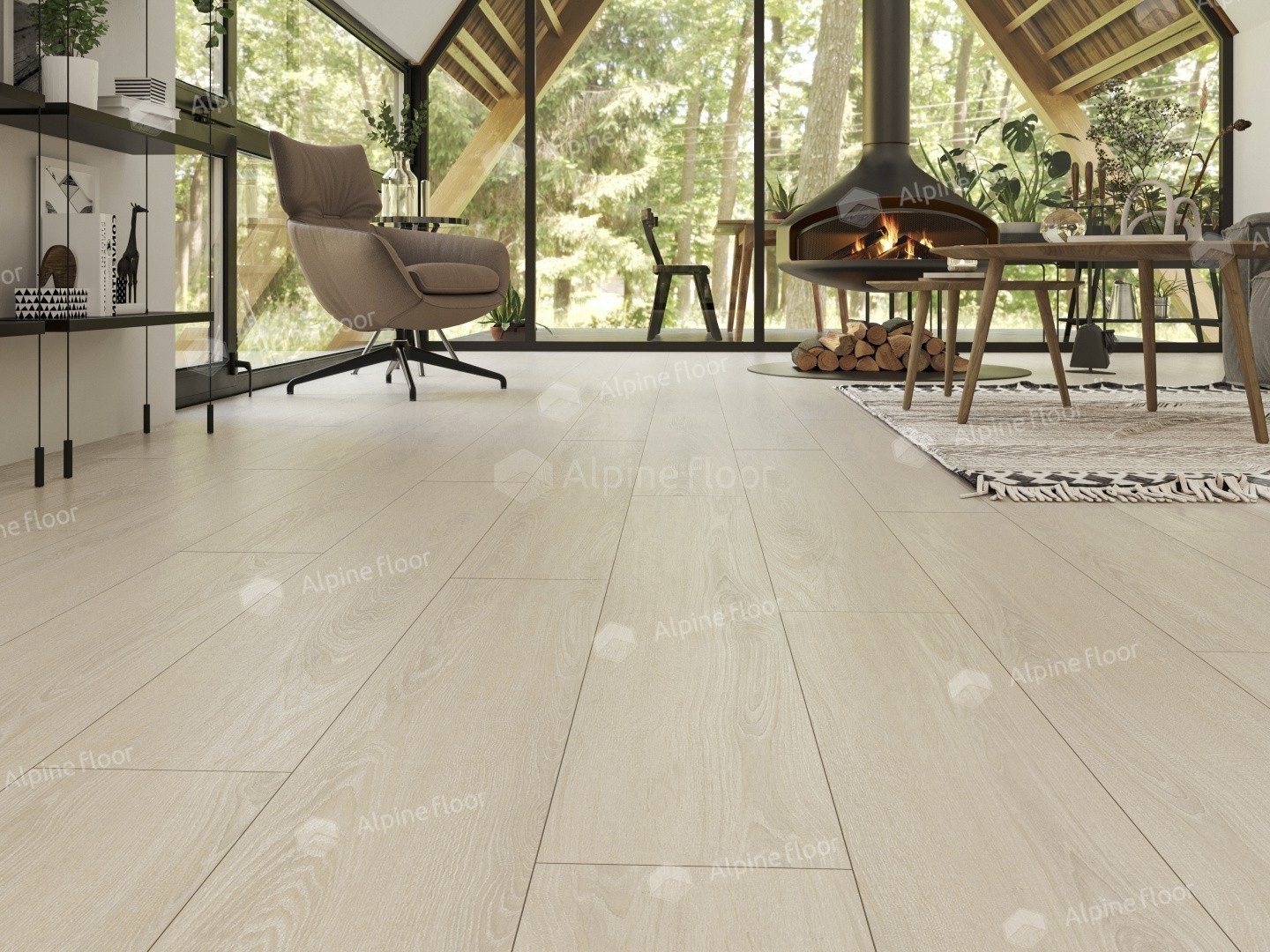 Кварц-виниловая плитка ALPINE FLOOR Коллекция ULTRA Дизайн ECO 5-14 ДУБ СНЕЖНЫЙ (1219,2×184,15х2мм)