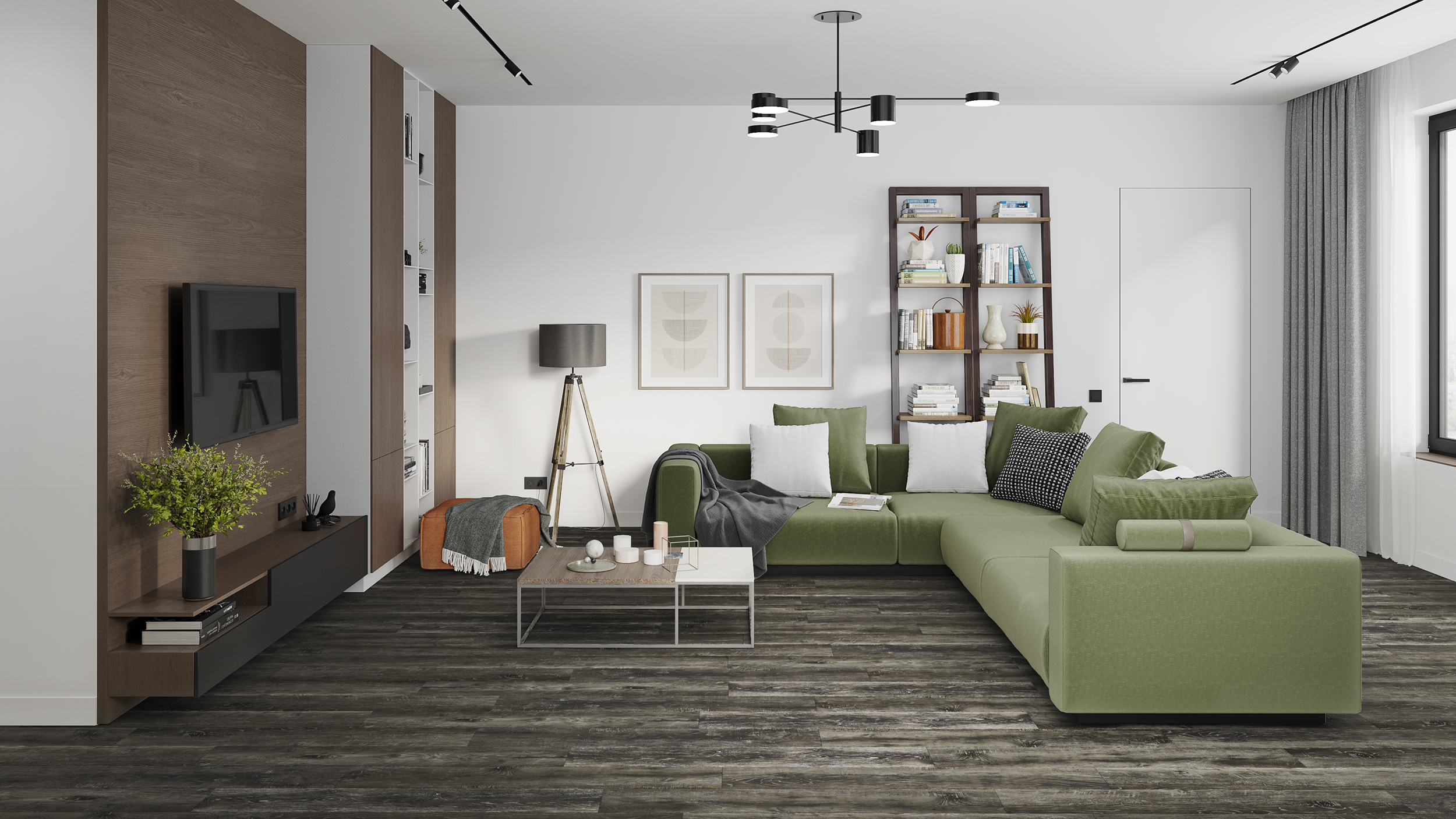 Кварц-виниловая плитка DAMY FLOOR Коллекция  FAMILY LVT Дизайн TCM369-7-LVT Дуб Рустикальный Черный (1227×187х2,5мм)