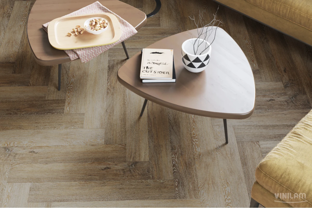 Виниловый ламинат VINILAM (ВИНИЛАМ) Коллекция PARQUET HERRINGBONE GLUE Дизайн GD11377 Паркет Тусон (762*152.4*2.5 мм)