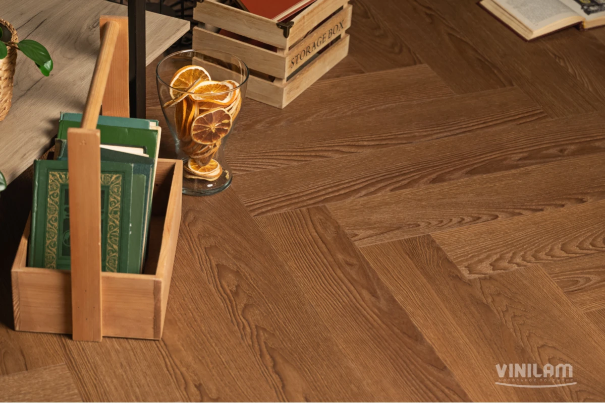 Виниловый ламинат VINILAM (ВИНИЛАМ) Коллекция PARQUET HERRINGBONE GLUE Дизайн GD11200 Паркет Винсент (762*152.4*2.5 мм)
