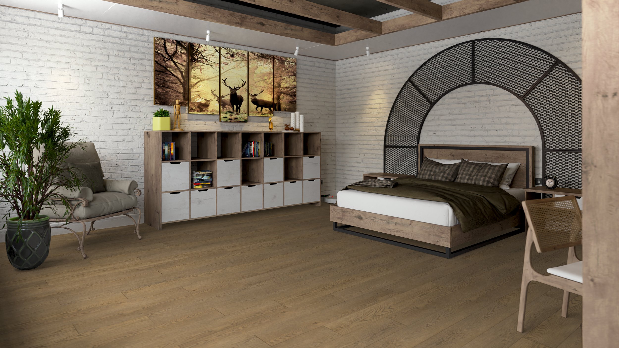 Кварц-виниловая плитка DAMY FLOOR Коллекция  FAMILY LVT Дизайн 0030-6-LVT Дуб Мокко (1227×187х2,5мм)