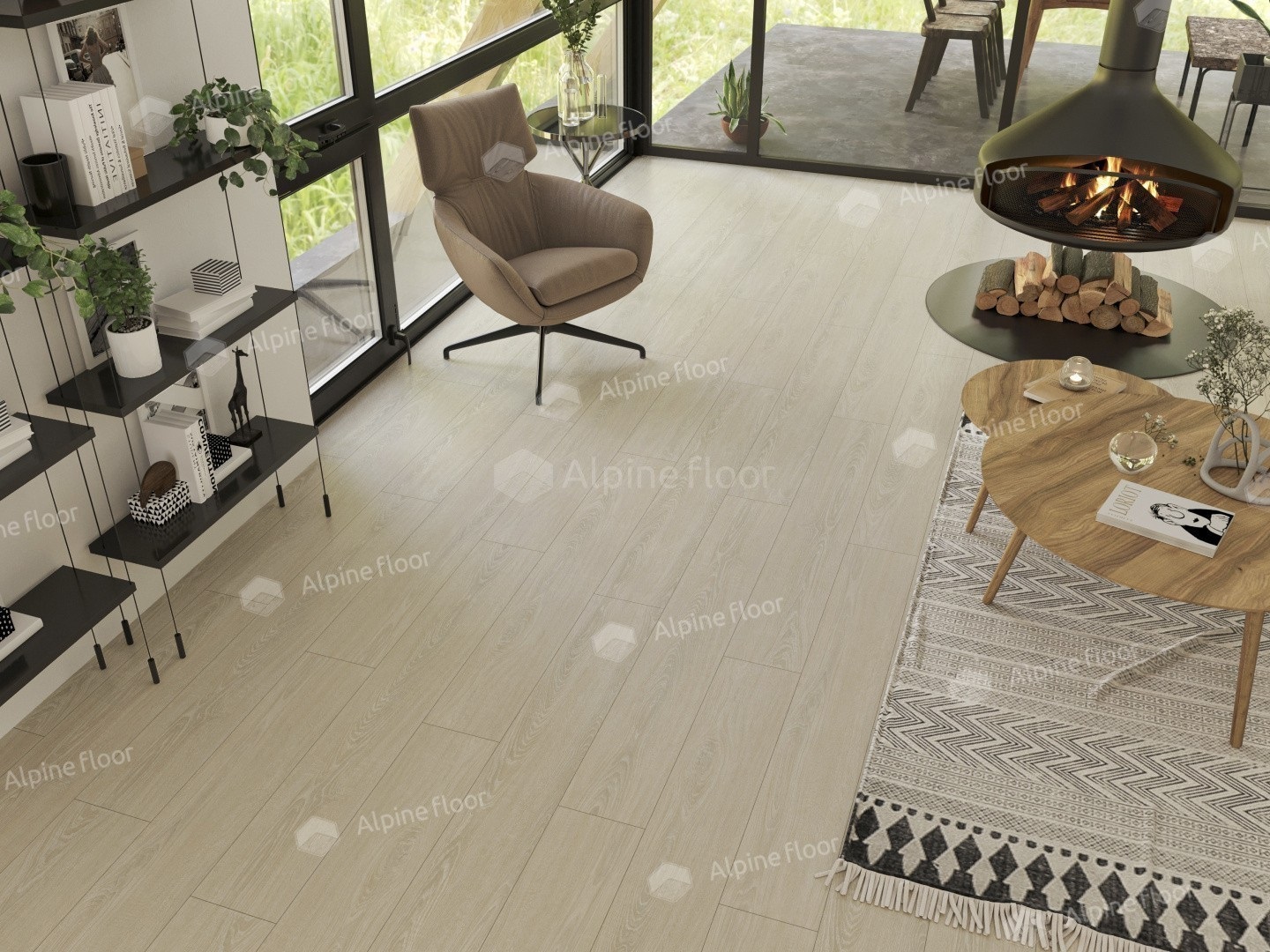 Кварц-виниловая плитка ALPINE FLOOR Коллекция ULTRA Дизайн ECO 5-14 ДУБ СНЕЖНЫЙ (1219,2×184,15х2мм)
